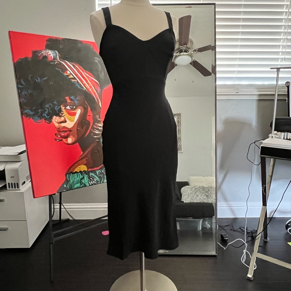 Black satin and scuba dress.